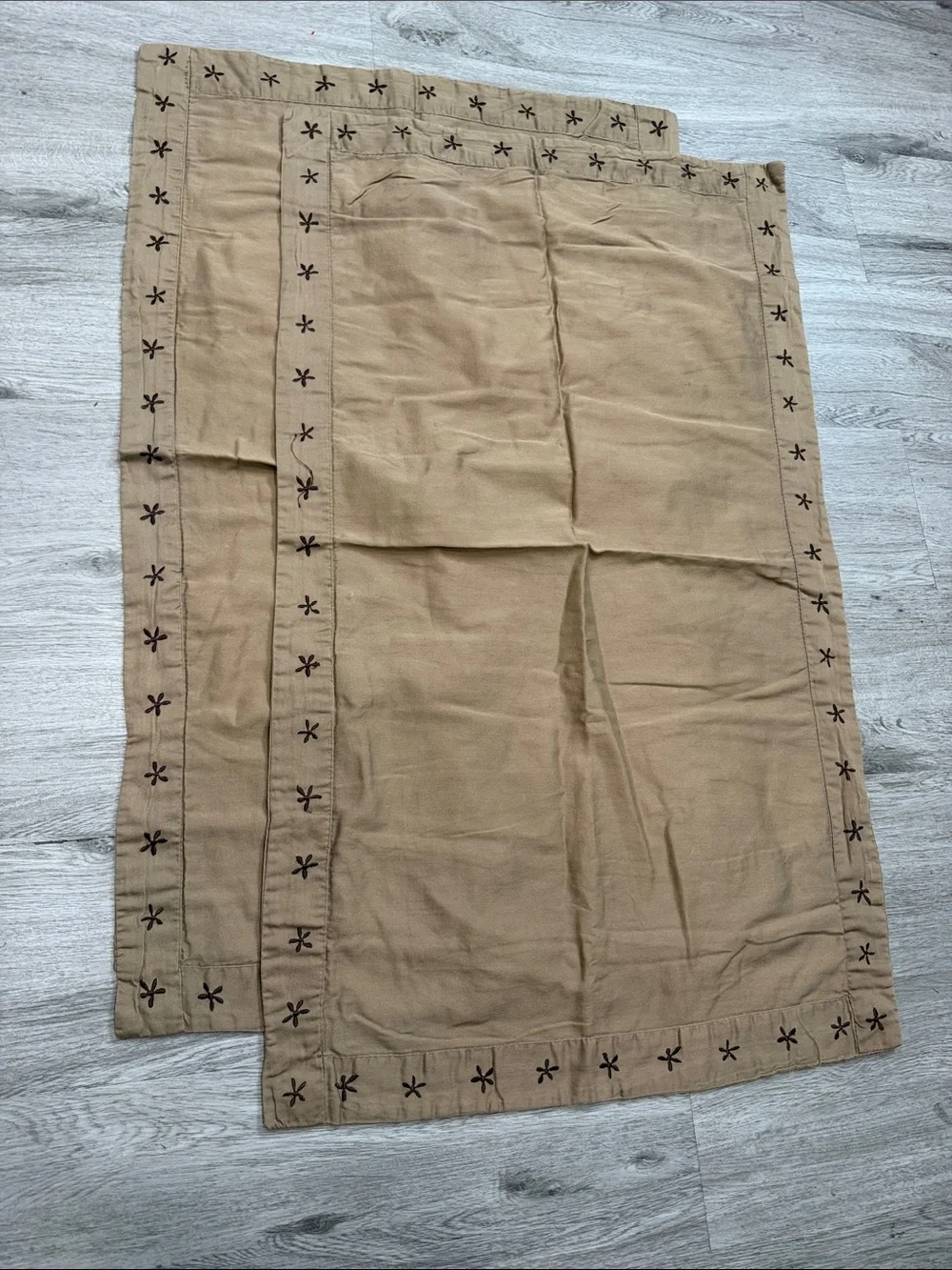 IKEA Tan Decorative Pillow Sham with Star Stitch Border